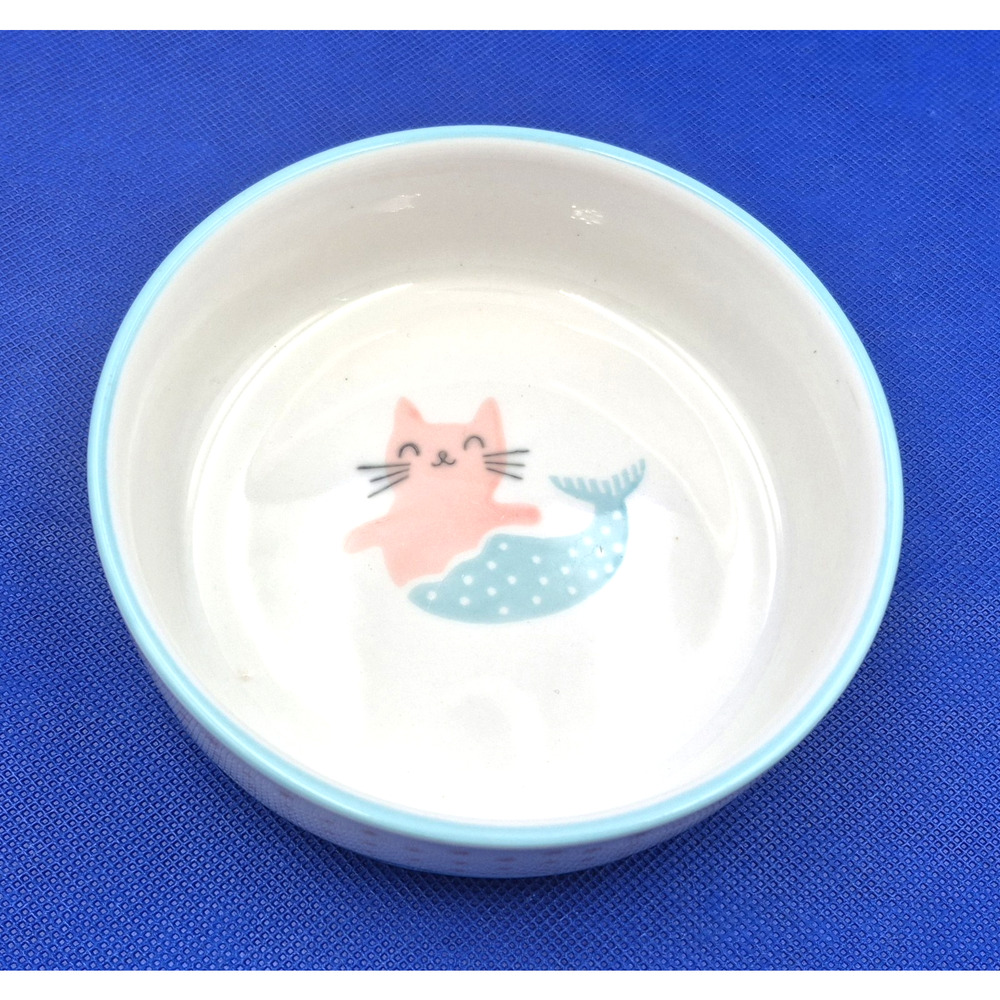 Signature MERCAT Ceramic Cat Feeding Dish Bowl 6x2"